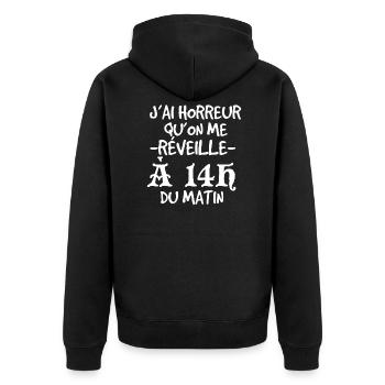 14h du Matin Humour Cadeau Ado Geek - Veste à capuche bio Premium Unisexe - noir - Dos - Nico (187cm)