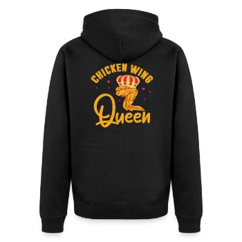 Chicken Wing Queen - Unisex Premium Bio Zip Hoodie - Schwarz - Hinten - Nico (187cm)
