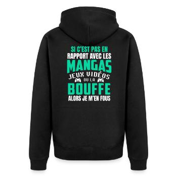 Cadeau Ado Geek Garçon Otaku Manga Et Jeux Vidéo - Veste à capuche bio Premium Unisexe - noir - Dos - Nico (187cm)