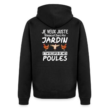 Jardin Poules Humour Jardinage Retraite Cadeau - Veste à capuche bio Premium Unisexe - noir - Dos - Nico (187cm)