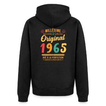 57 ans Millésime 1965 Original Cadeau - Veste à capuche bio Premium Unisexe - noir - Dos - Nico (187cm)