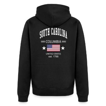 South Carolina - Unisex Premium Bio Zip Hoodie - Schwarz - Hinten - Nico (187cm)