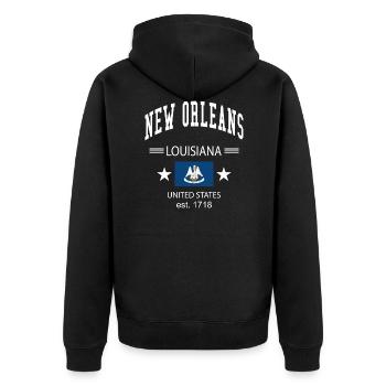 Nouvelle-Orléans - Veste à capuche bio Premium Unisexe - noir - Dos - Nico (187cm)