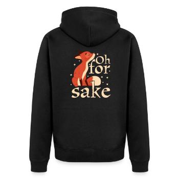 Oh for Fox Sake Humor Witz - Unisex Premium Bio Zip Hoodie - Schwarz - Hinten - Nico (187cm)