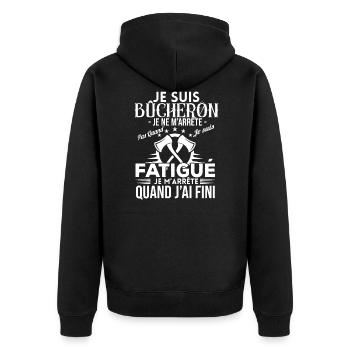 Cadeau Bûcheron T-shirt Drôle Homme Travailleur - Veste à capuche bio Premium Unisexe - noir - Dos - Nico (187cm)