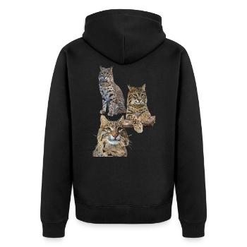 Lynx - Unisex Premium Organic Zip Hoodie - black - Back - Nico (187cm)
