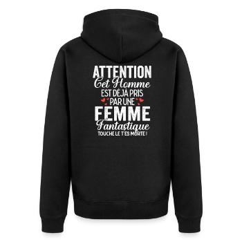 Cet Homme Est Pris Cadeau Saint Valentin Couple - Veste à capuche bio Premium Unisexe - noir - Dos - Nico (187cm)