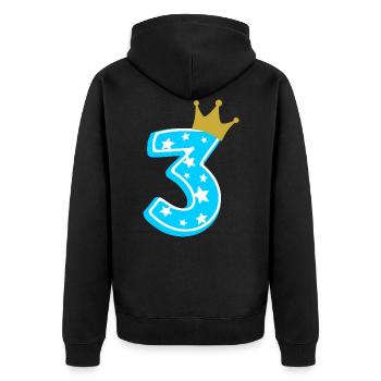 3 Krone 3. Geburtstag 3 Jahre - Unisex Premium Bio Zip Hoodie - Schwarz - Hinten - Nico (187cm)