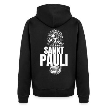 St Pauli. Éventail St pauli Éventail Paulianer Hamburger - Veste à capuche bio Premium Unisexe - noir - Dos - Nico (187cm)