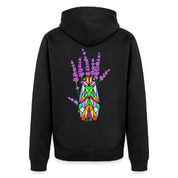 Provence in Farbe - Unisex Premium Bio Zip Hoodie - Schwarz - Hinten - Nico (187cm)