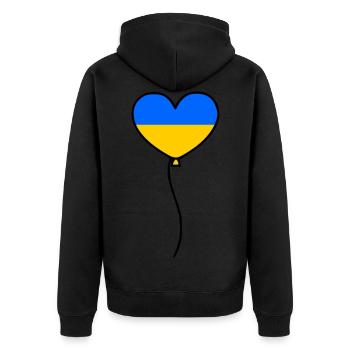 Ukraine - Unisex Premium Bio Zip Hoodie - Schwarz - Hinten - Nico (187cm)