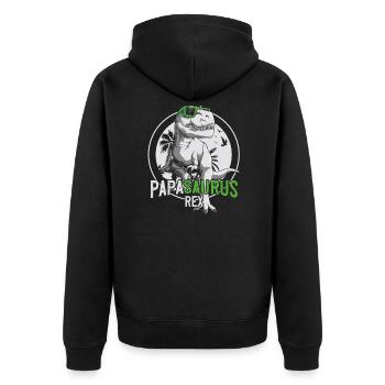 Papasaurus Dad Dinosaur Father's Day Gift - Unisex Premium Organic Zip Hoodie - black - Back - Nico (187cm)