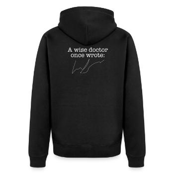 A Wise Doctor Once Wrote Funny Medical - Unisex Premium Organic Zip Hoodie - black - Back - Nico (187cm)