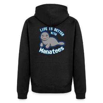 La vie avec les lamantins animaux marins mignons - Veste à capuche bio Premium Unisexe - noir - Dos - Nico (187cm)