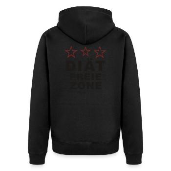 Diät Freie Zone - Unisex Premium Bio Zip Hoodie - Schwarz - Hinten - Nico (187cm)