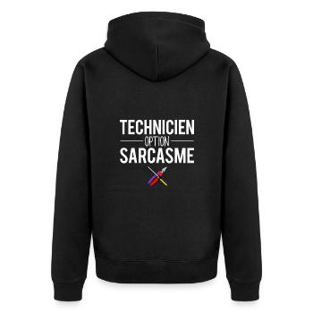 Technicien option sarcasme cadeau technicien - Veste à capuche bio Premium Unisexe - noir - Dos - Nico (187cm)