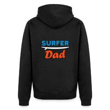 Surfer dad (surfboard) - Unisex Premium Organic Zip Hoodie - black - Back - Nico (187cm)