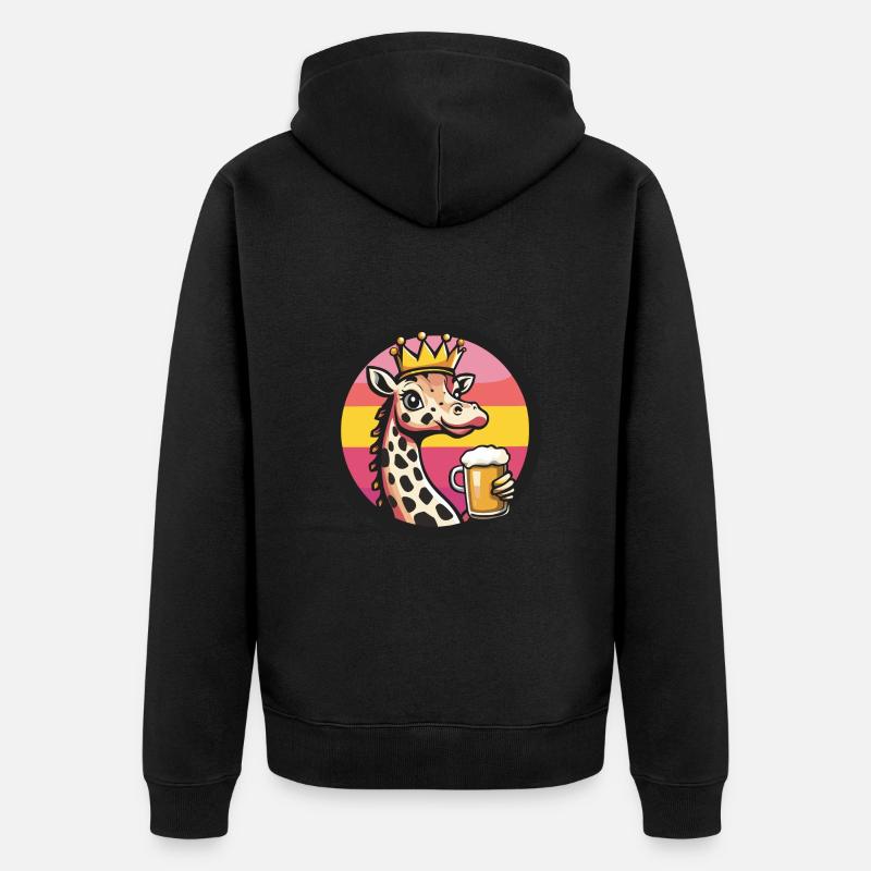 Giraffe Bier Comic - Unisex Premium Bio Zip Hoodie - Schwarz
