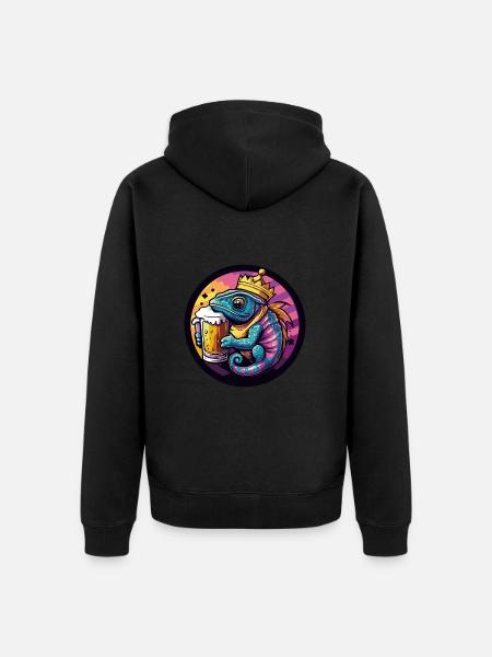 Chameleon Bier Comic - Unisex Premium Bio Zip Hoodie - Schwarz
