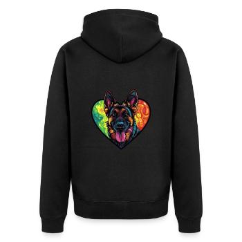 Berger Allemand Chien Coeur Amour - Veste à capuche bio Premium Unisexe - noir - Dos - Nico (187cm)