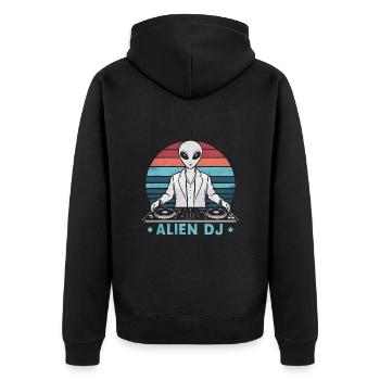 alien dj vintage sunset - Unisex Premium Bio Zip Hoodie - Schwarz - Hinten - Nico (187cm)