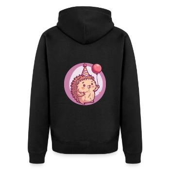 Hérisson Anniversaire Bande Dessinée - Veste à capuche bio Premium Unisexe - noir - Dos - Nico (187cm)