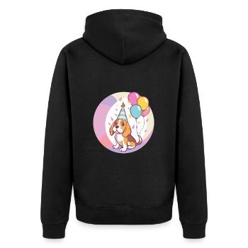 Beagle Hunde Geburtstag Comic - Unisex Premium Bio Zip Hoodie - Schwarz - Hinten - Nico (187cm)