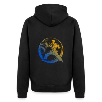 Karate Silhouette Colorful - Unisex Premium Organic Zip Hoodie - black - Back - Nico (187cm)