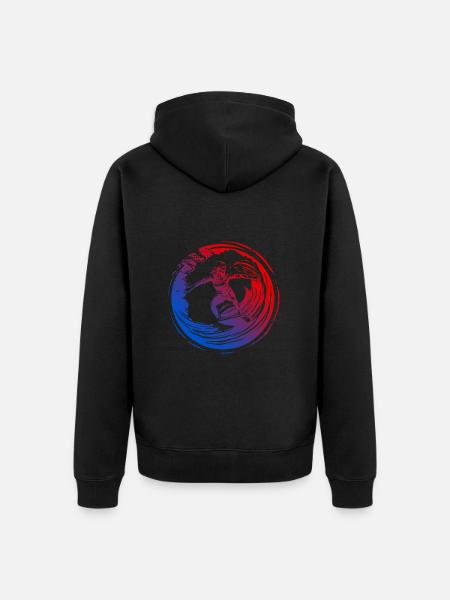 Surfer Silhouette Bunt - Unisex Premium Bio Zip Hoodie - Schwarz