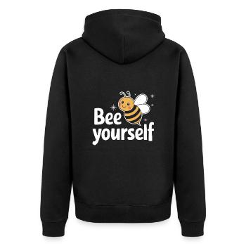 Honigbiene Imker Bienen Biene - Unisex Premium Bio Zip Hoodie - Schwarz - Hinten - Nico (187cm)