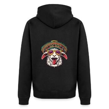 Schaf Comic Lustig Sombrero - Unisex Premium Bio Zip Hoodie - Schwarz - Hinten - Nico (187cm)