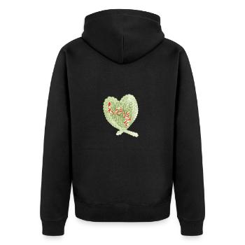 Herzform - Unisex Premium Bio Zip Hoodie - Schwarz - Hinten - Nico (187cm)