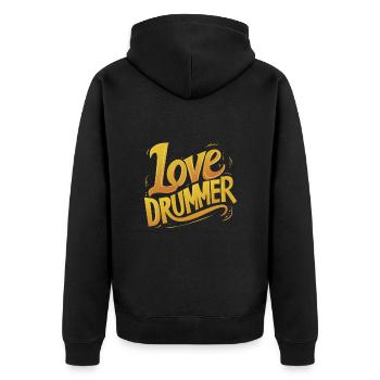 J’adore le batteur, j’adore la batterie. - Veste à capuche bio Premium Unisexe - noir - Dos - Nico (187cm)