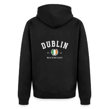 Dublin Ireland – Vintage Irish Flag - Unisex Premium Organic Zip Hoodie - black - Back - Nico (187cm)