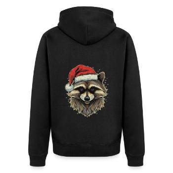 Raccoon with Santa hat - Unisex Premium Organic Zip Hoodie - black - Back - Nico (187cm)