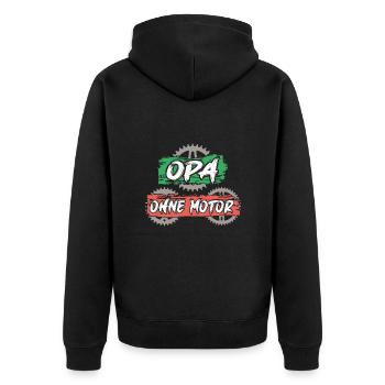 Opa fährt Fahrrad ohne Motor und Akku fitter Opa - Unisex Premium Bio Zip Hoodie - Schwarz - Hinten - Nico (187cm)
