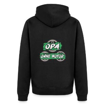 Opa fährt Fahrrad ohne Motor und Akku fitter Opa - Unisex Premium Bio Zip Hoodie - Schwarz - Hinten - Nico (187cm)