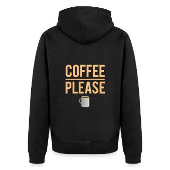 Coffee please amateur caféine café humour - Veste à capuche bio Premium Unisexe - noir - Dos - Nico (187cm)