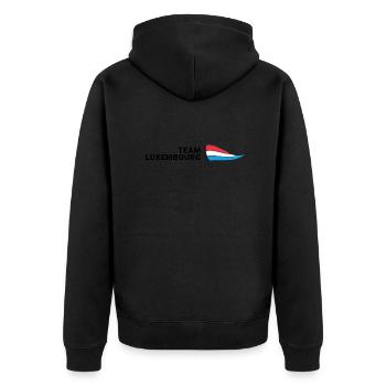 Team Luxembourg - Unisex Premium Bio Zip Hoodie - Schwarz - Hinten - Nico (187cm)