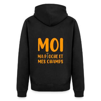 Moi ma pioche et mes champs t-shirt agriculteur - Veste à capuche bio Premium Unisexe - noir - Dos - Nico (187cm)