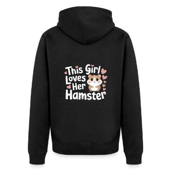 Hamster - Unisex Premium Bio Zip Hoodie - Schwarz - Hinten - Nico (187cm)