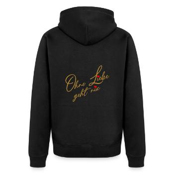 Ohne Liebe geht es nicht - Liebe und Verständnis - Unisex Premium Bio Zip Hoodie - Schwarz - Hinten - Nico (187cm)