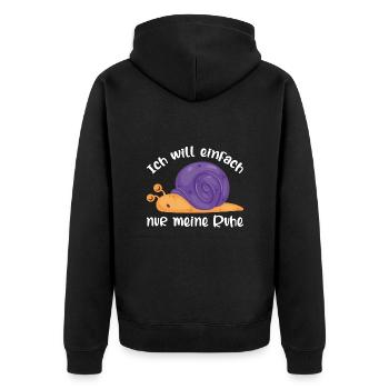Lustige Schnecke ich will einfach meine Ruhe - Unisex Premium Bio Zip Hoodie - Schwarz - Hinten - Nico (187cm)