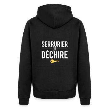 Serrurier qui déchire blague métier humour - Veste à capuche bio Premium Unisexe - noir - Dos - Nico (187cm)