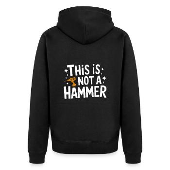 Lustiger Heimwerker Handwerker Reparaturmann - Unisex Premium Bio Zip Hoodie - Schwarz - Hinten - Nico (187cm)