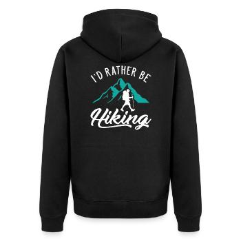 I d Rather Be Hiking - Unisex Premium Bio Zip Hoodie - Schwarz - Hinten - Nico (187cm)