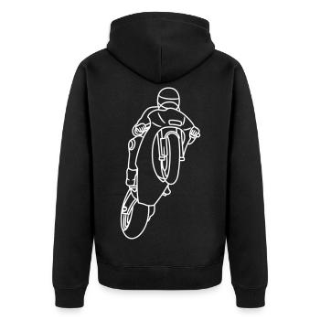 Wheelie extreme avec moto de course - lumineux - Veste à capuche bio Premium Unisexe - noir - Dos - Nico (187cm)