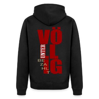 völlig unterbezahlt Lohn Bezahlung - Unisex Premium Bio Zip Hoodie - Schwarz - Hinten - Nico (187cm)