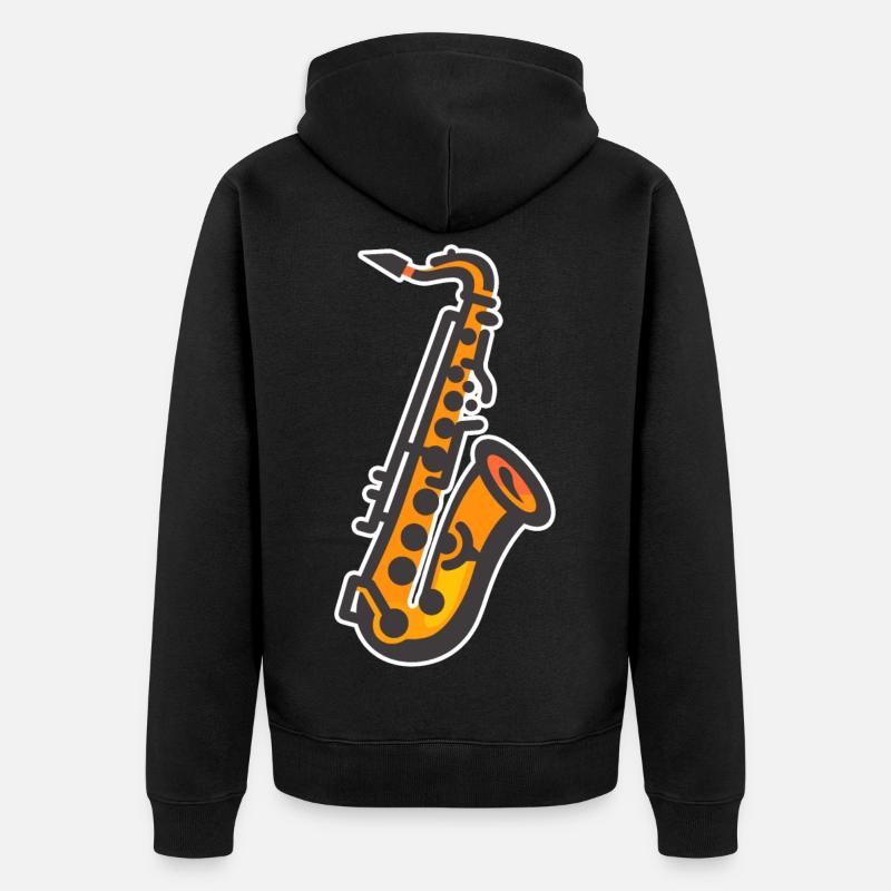 Graphisme pour saxophone - Veste à capuche bio Premium Unisexe - noir