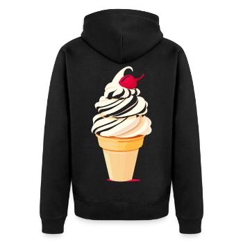 Eiscreme Tüte Grafik - Unisex Premium Organic Zip Hoodie - black - Back - Nico (187cm)